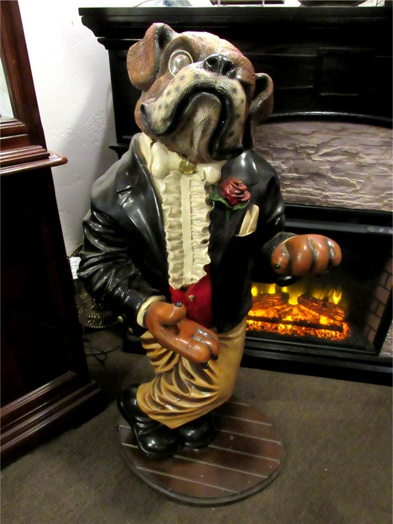 40" Vintage Bulldog Butler Statue Animal Advertising Prop Lobby Sign Holder
