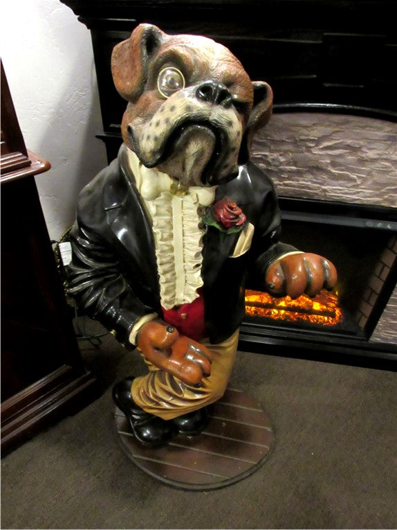 40" Vintage Bulldog Butler Statue Animal Advertising Prop Lobby Sign Holder
