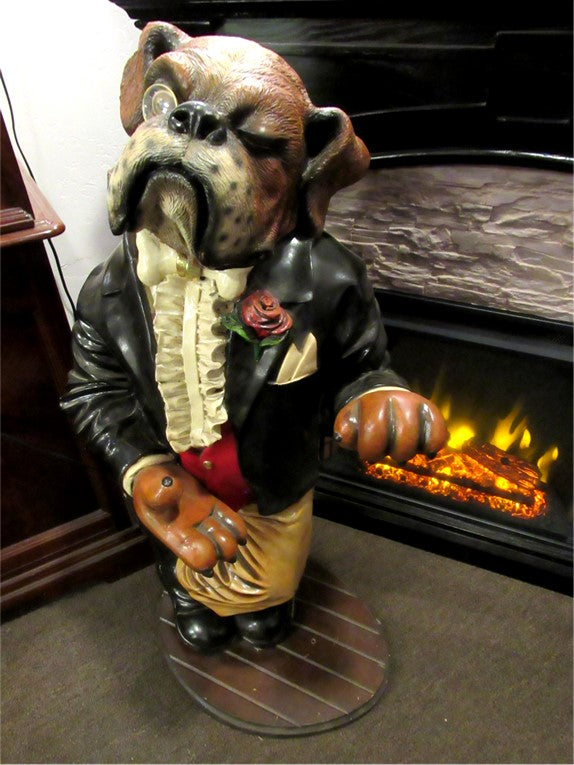 40" Vintage Bulldog Butler Statue Animal Advertising Prop Lobby Sign Holder
