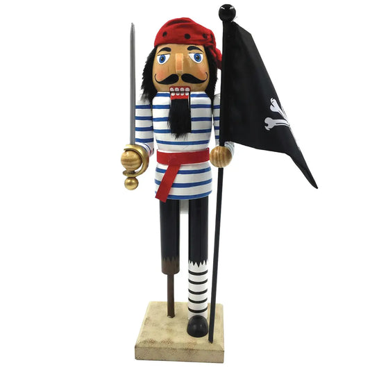 14" Peg Leg Pirate with Flag Nutcracker