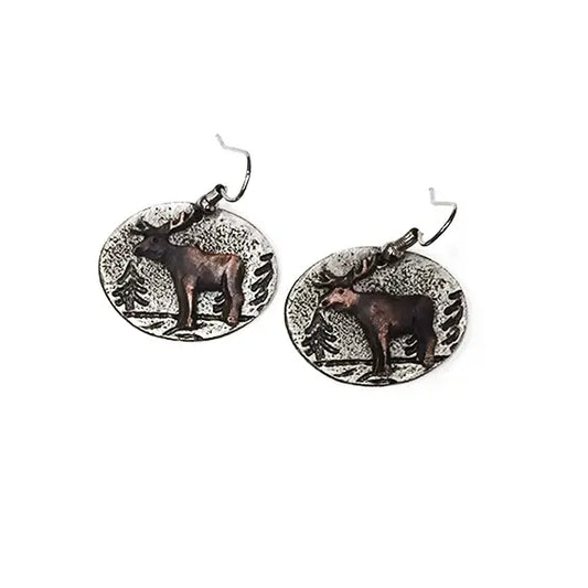Bronzed Pewter Moose Earrings