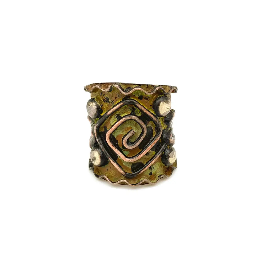 Vintage Style Copper Patina Cuff Ring Aqua