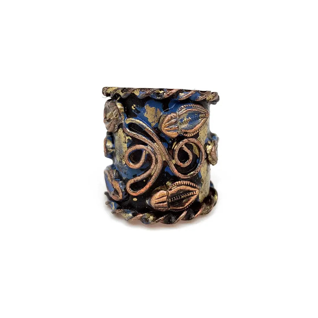 Vintage Style Copper Patina Cuff Ring Royal Blue