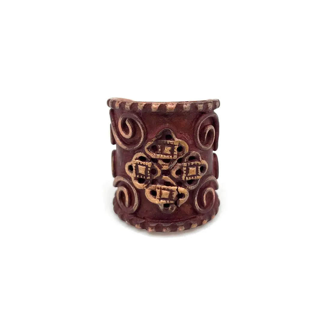 Vintage Style Copper Patina Cuff Ring Red