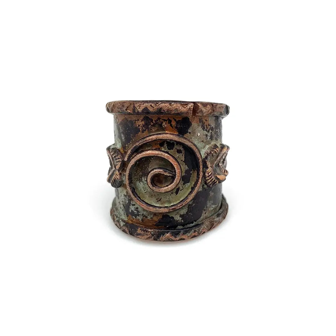 Vintage Style Copper Patina Cuff Ring Green