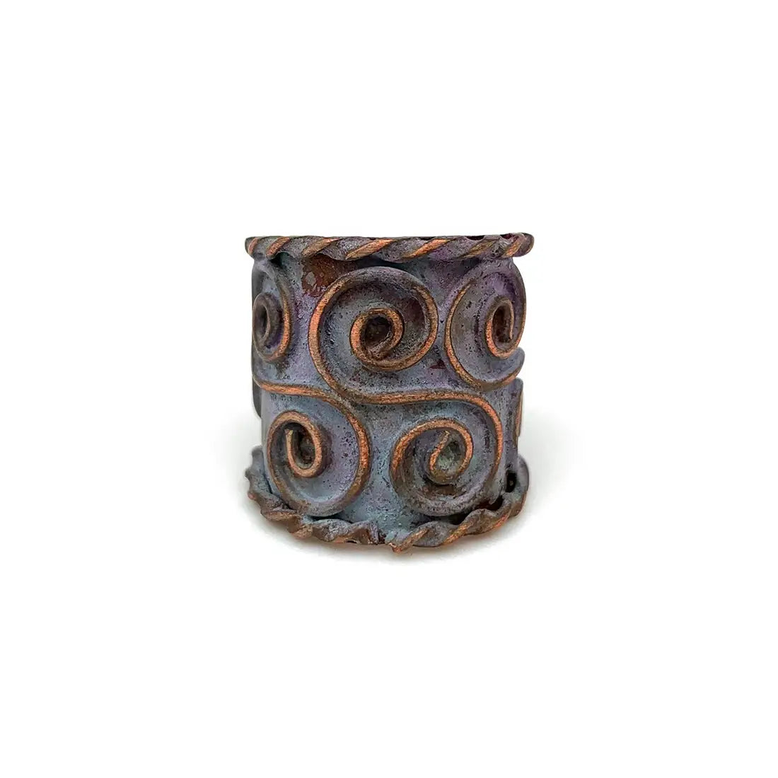 Vintage Style Copper Patina Cuff Ring Lavender