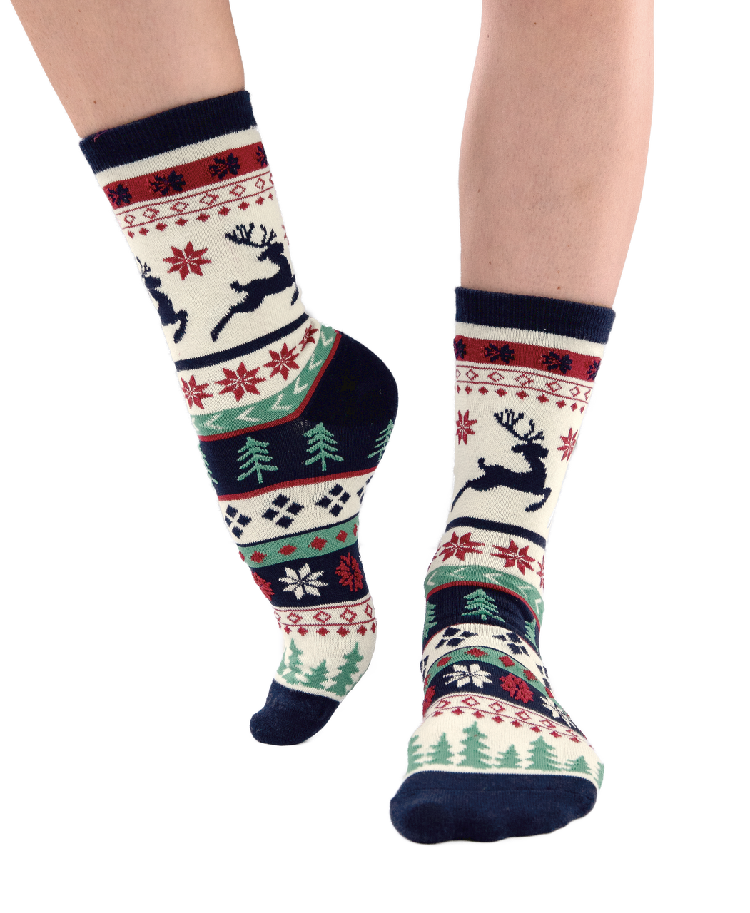 Reindeer Fair Isle Crew Sock