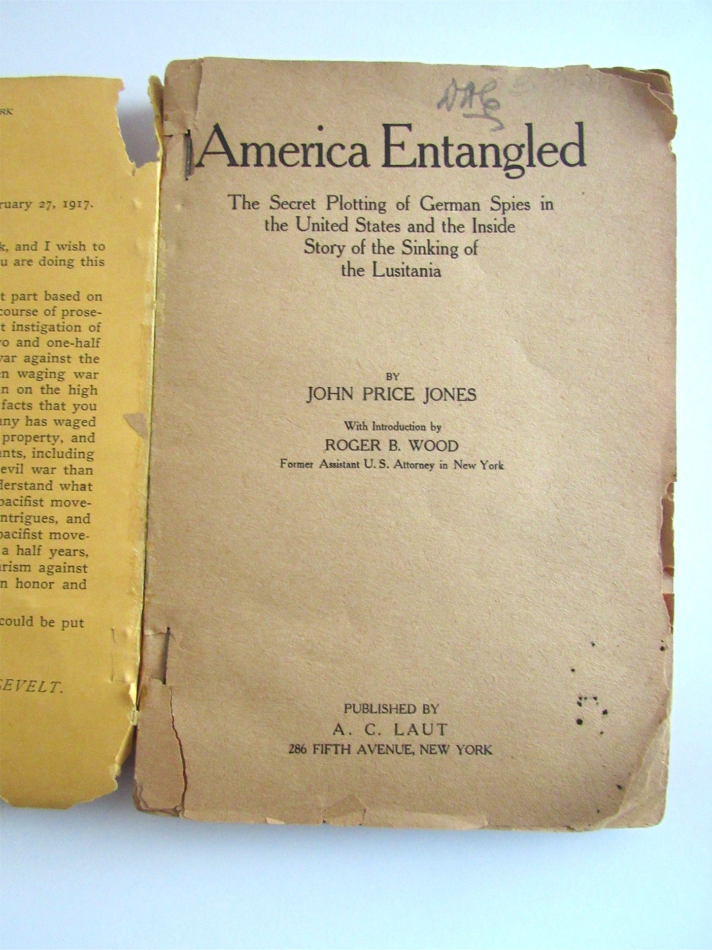 RARE Antique 1917 "America Entangled" by John Price Jones WWI German Spies Book