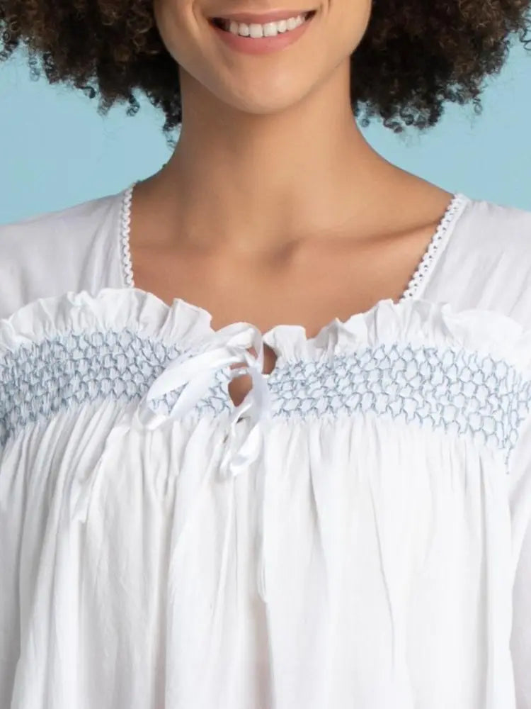 Ladies Long Sleeve Cotton Nightgown - Emma - Long Modest Sleepwear