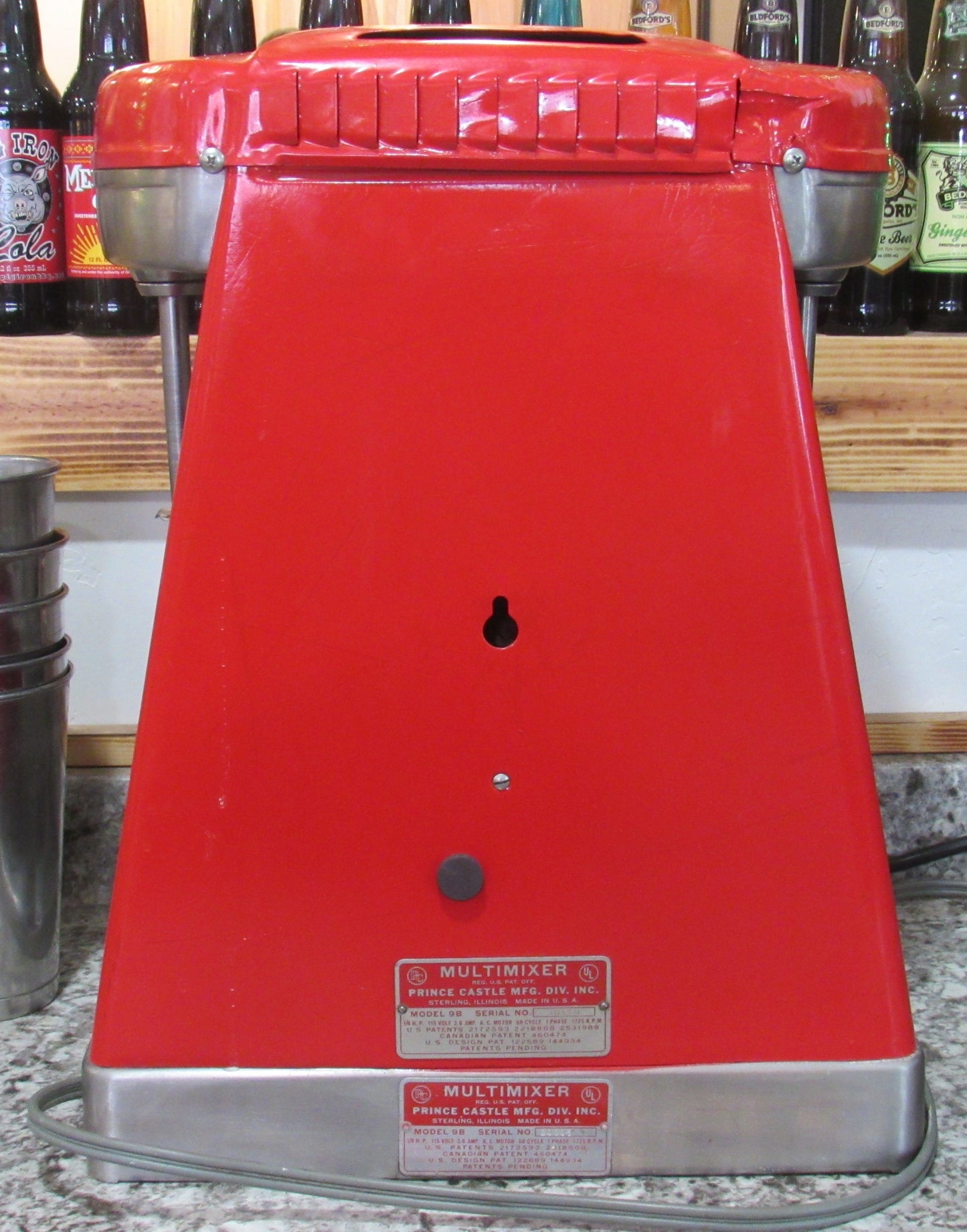 WORKS Vintage Red Prince Castle Multi Mixer Malt Milkshake Machine with Cups