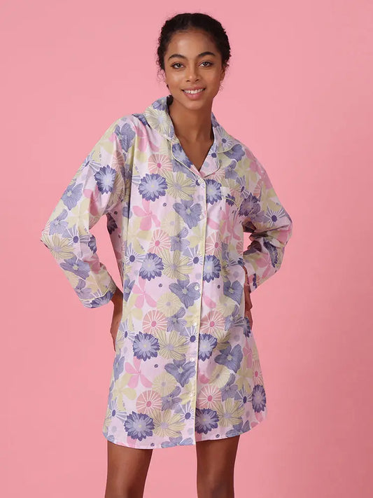 Ladies Long Sleeve Cotton Nightshirt - Melanie - Modest Sleepwear