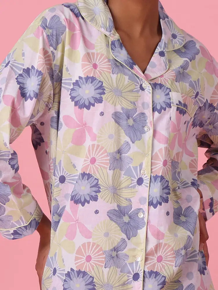 Ladies Long Sleeve Cotton Nightshirt - Melanie - Modest Sleepwear