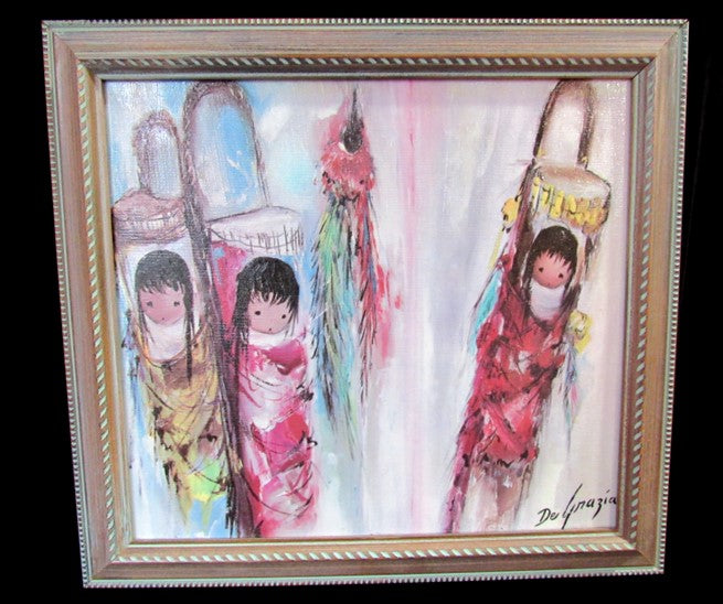 "Angels in Cradleboards" Canvas Art Print by DeGrazia Native American Papoose