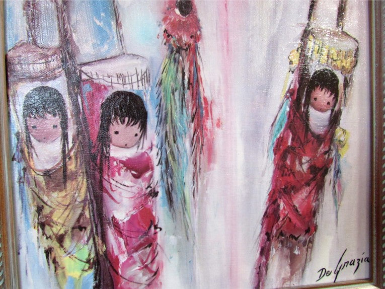 "Angels in Cradleboards" Canvas Art Print by DeGrazia Native American Papoose