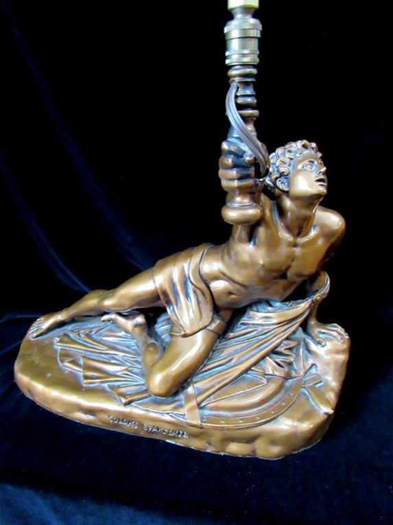 RARE Antique Bradley Hubbard Bronze Soldat Spartiat Figural Lamp Spartan Soldier