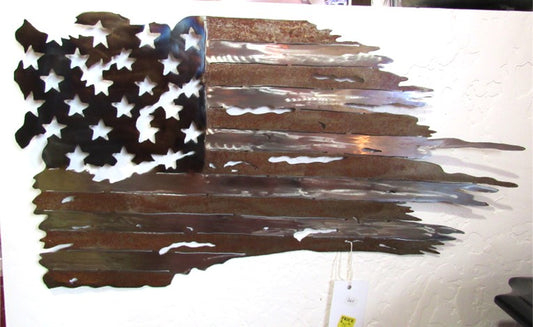 Laser Cut Metal Tattered American Flag Wall Decor