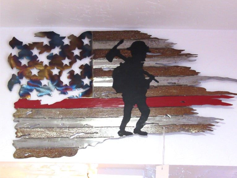 Laser Cut Metal Tattered American Flag Wall Decor