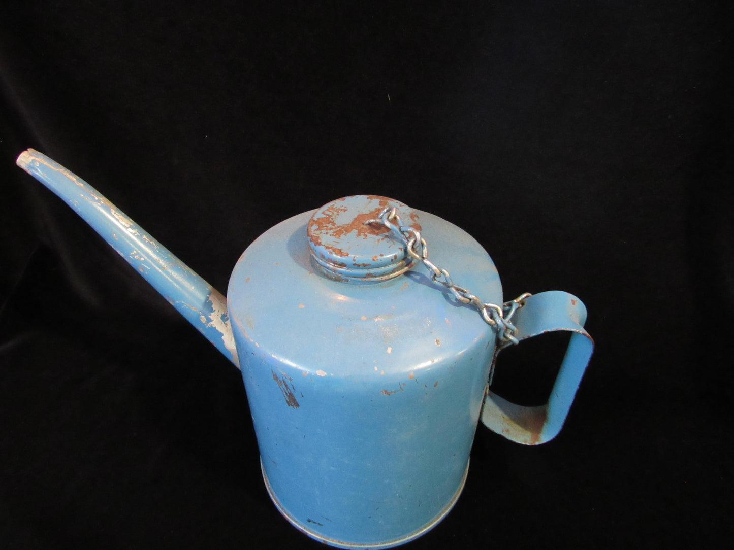 Antique Blue Eagle Railroad Oil Kerosene Can with Chain Lid for Gas or Fuel USA Made