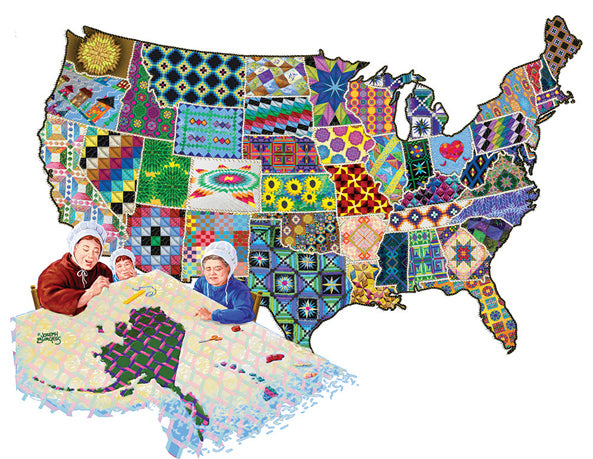 An America Quilt SHAPED Jigsaw Puzzle