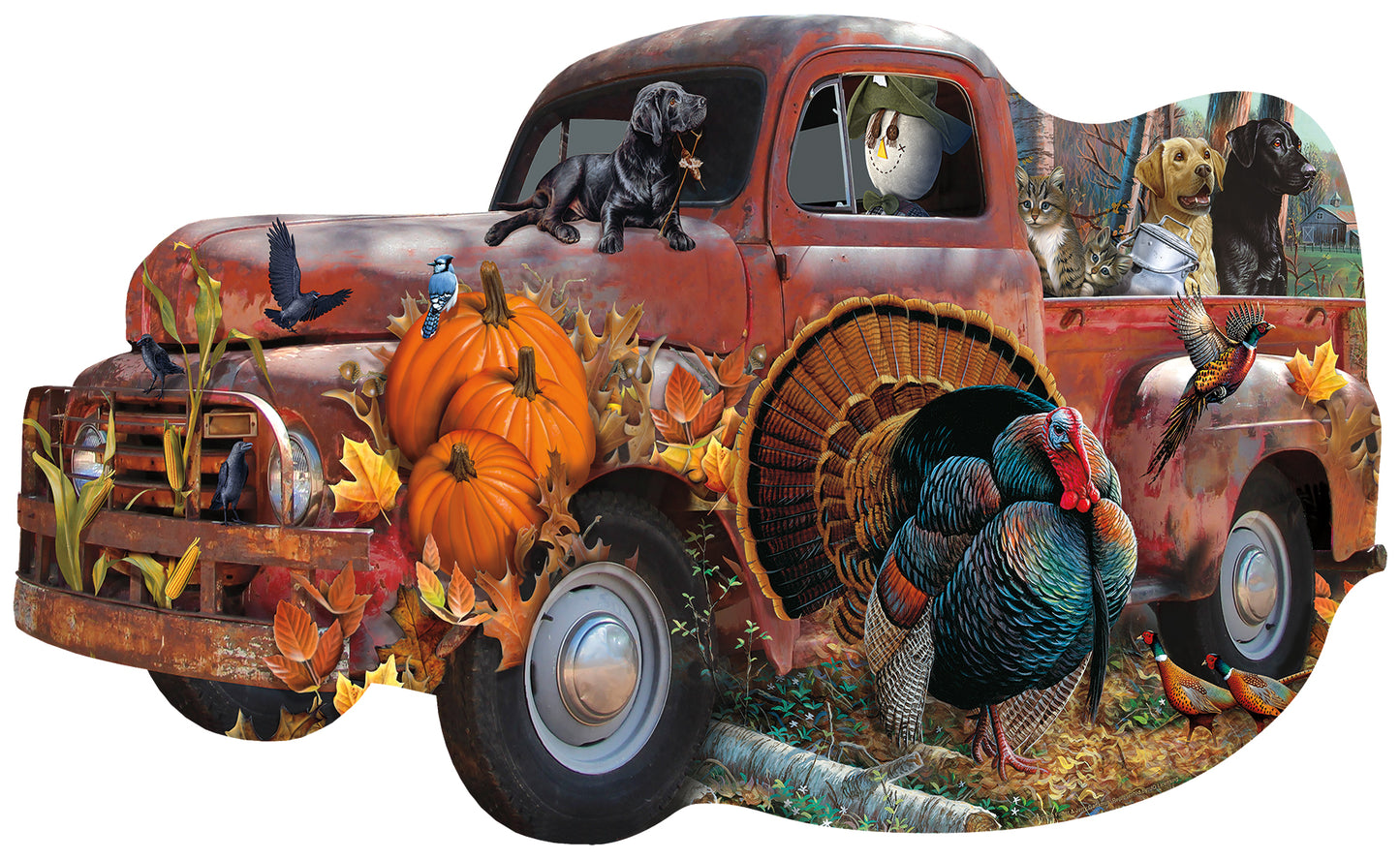 Harvest Truck SHAPED Jigsaw Puzzle