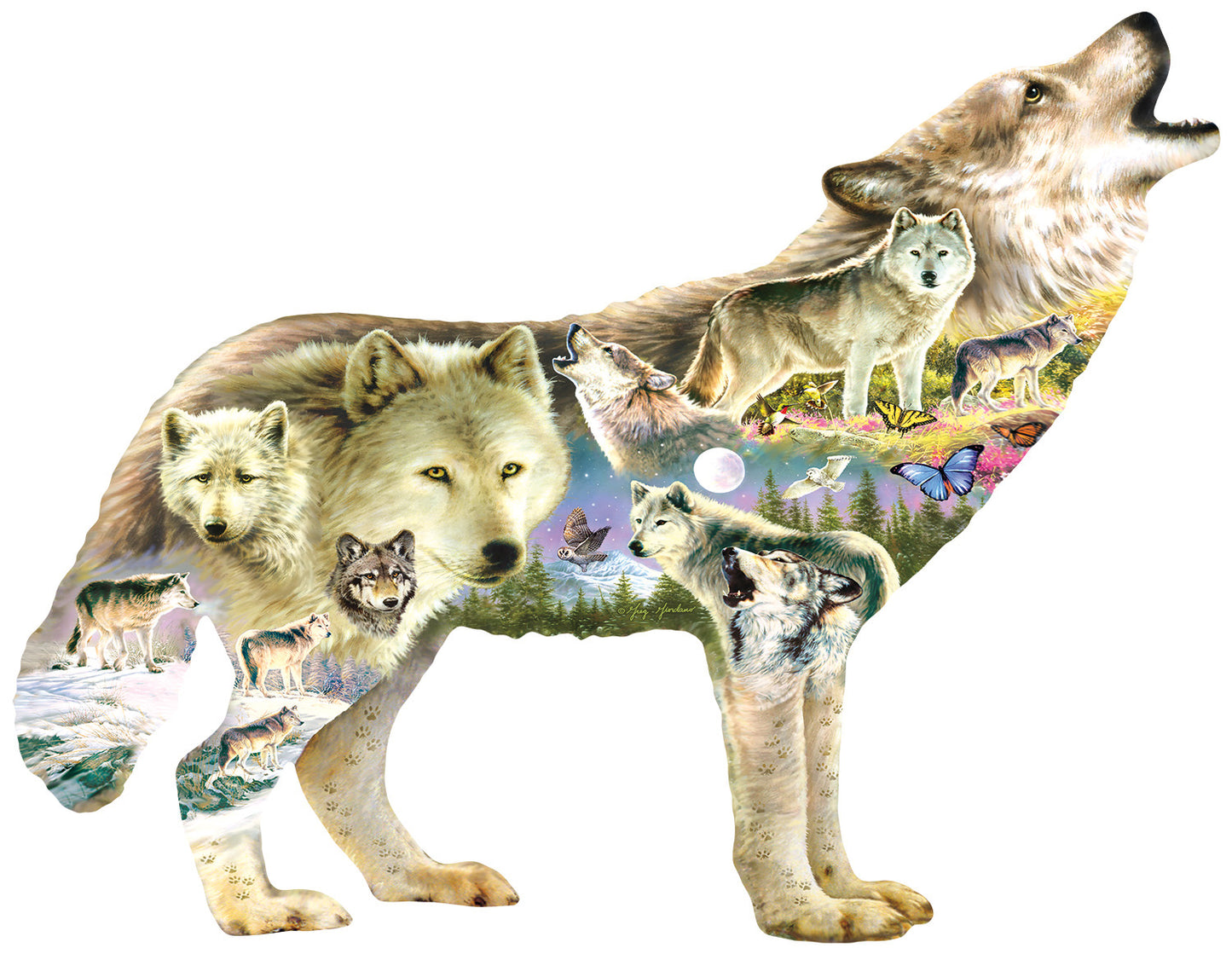 Meadow Wolf SHAPED Jigsaw Puzzle